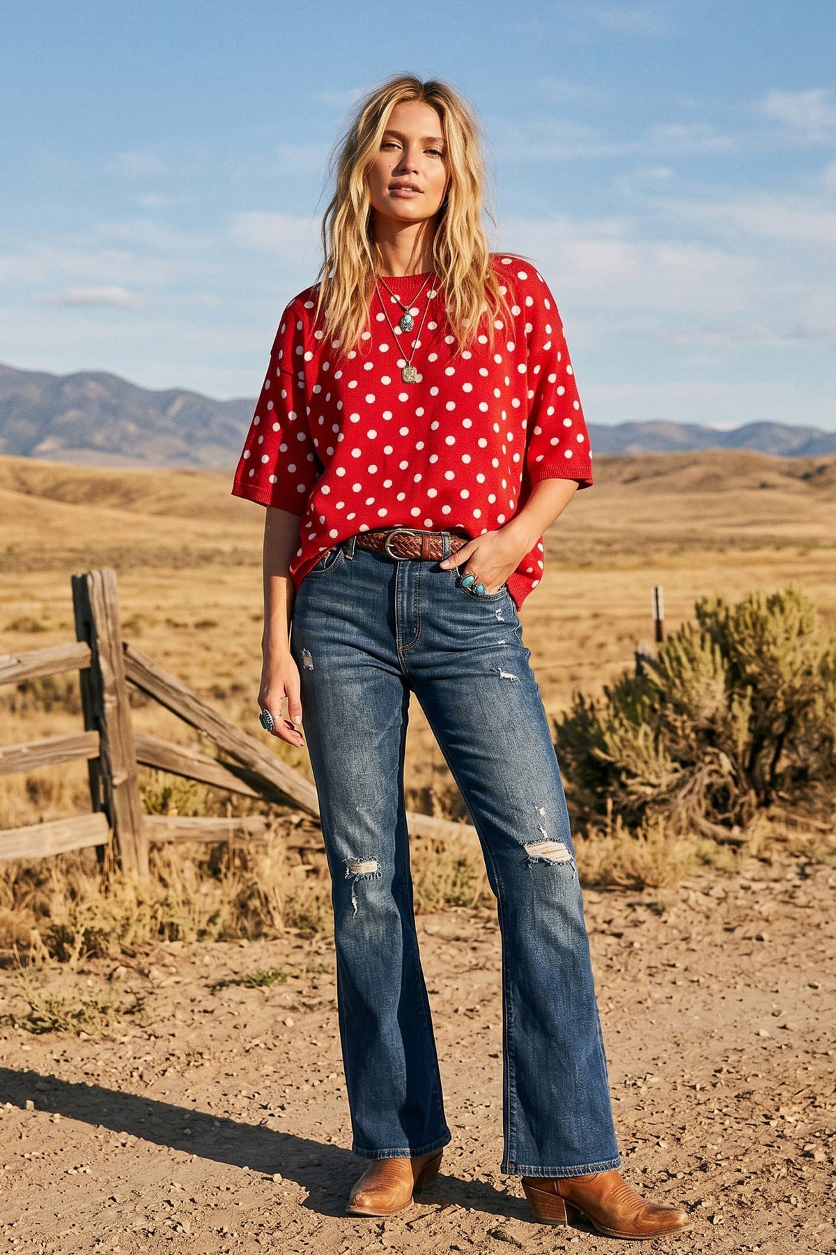 Oversized Polka Dot Sweater Top