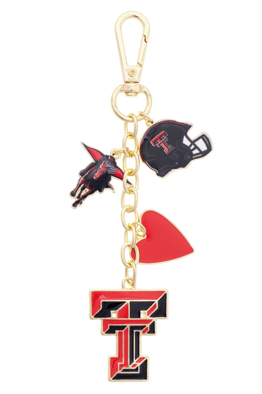 Texas Tech Red Raiders Heart Cluster Bag Charm