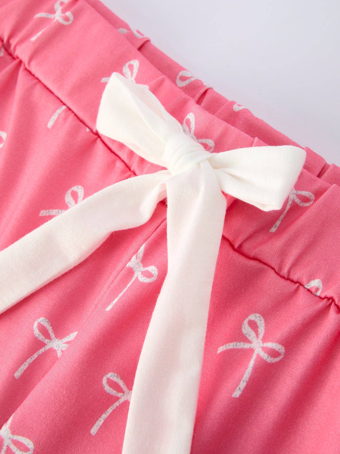 Kids  Bow Print Ruffle Pajama Set
