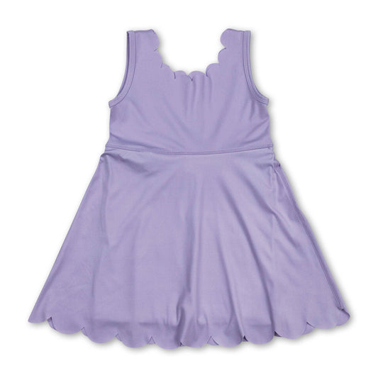 Lavender Scallop Girls Athletic Dress