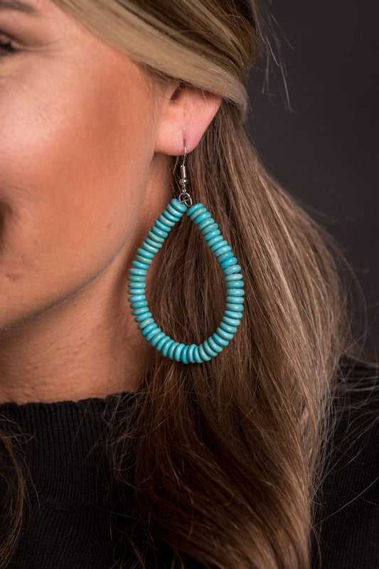 Turq Rondel Teardrop Earring