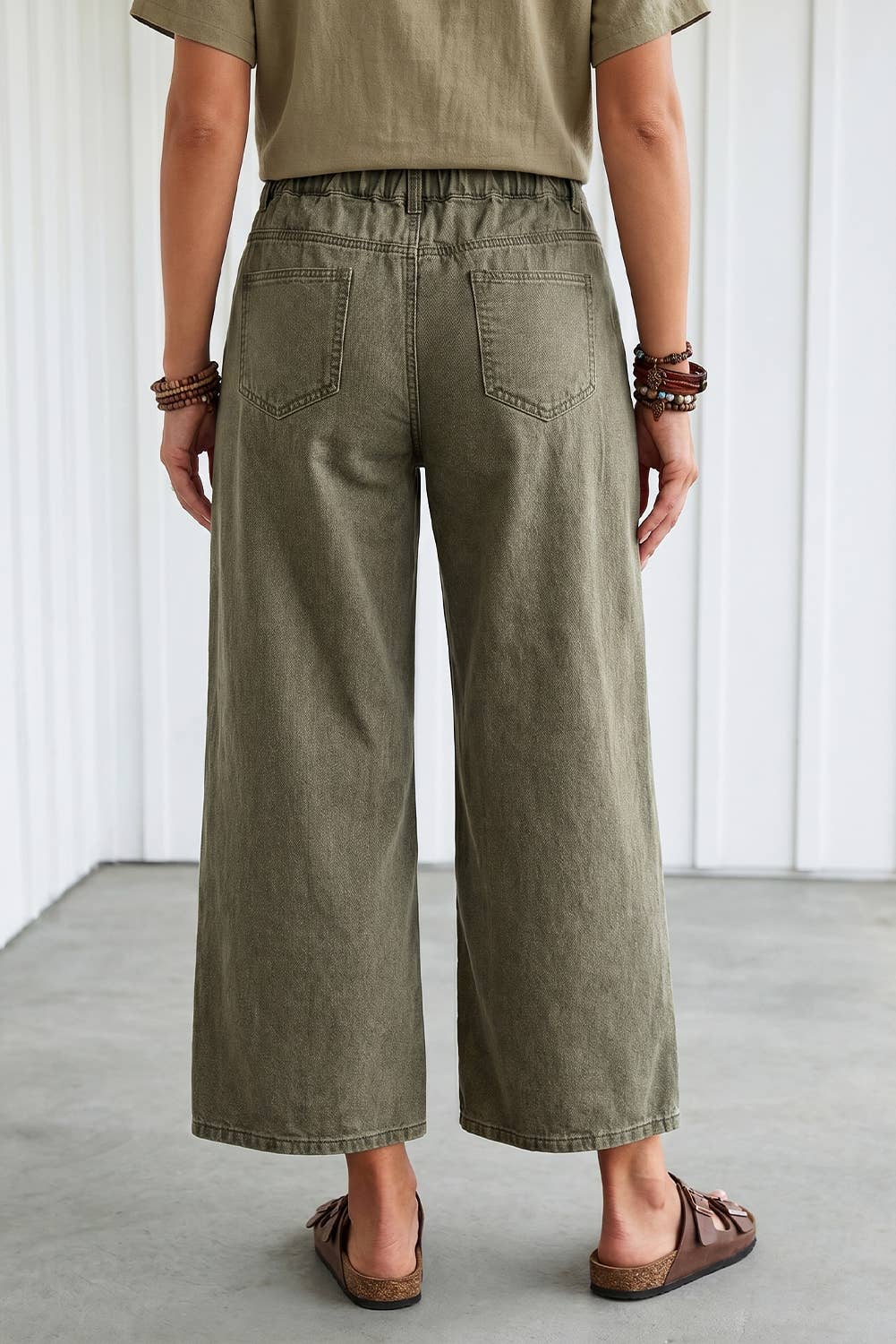Square Patch Pocket Ankle-length Barrel Jeans