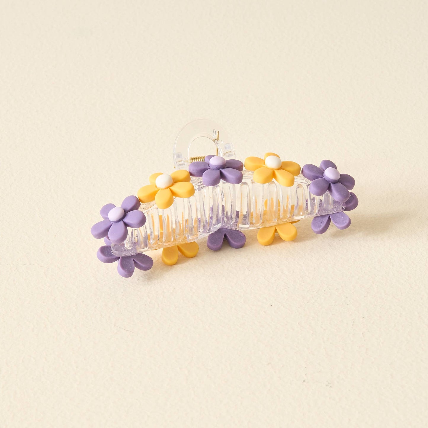 Daisy Claw Clip - Purple + Yellow