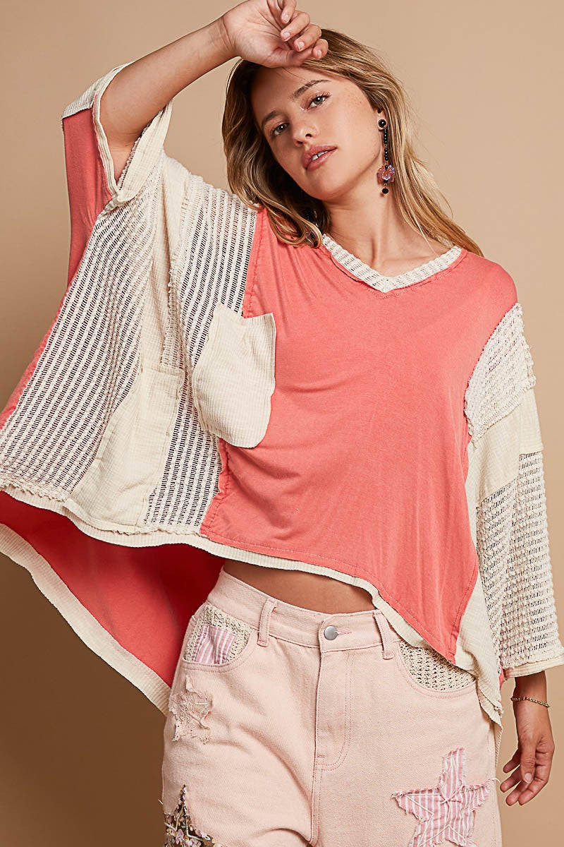 Peach Oversized V-Neck