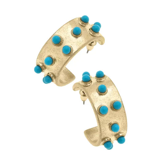 Yellowstone Turquoise Studded Hoop Earrings