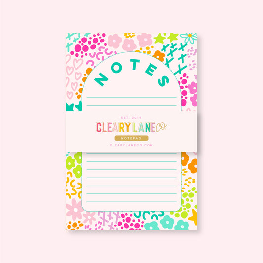 Notepad | 4"x6" | Pink Rainbow Garden