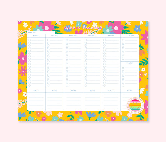 Weekly Planner Notepad | 8.5"x11" | Canary Floral Jungle