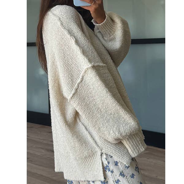 Crewneck Side Slit Sweater