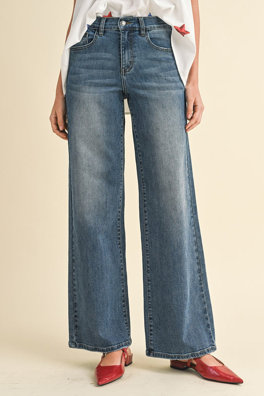 Comfort Stretch High Rise Wide Leg Jeans