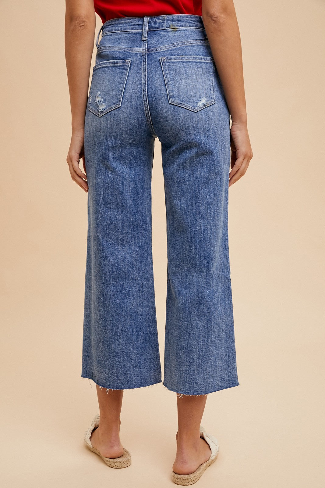 Comfort Stretch Cropped Wide-leg Clean Cut Denim Jeans