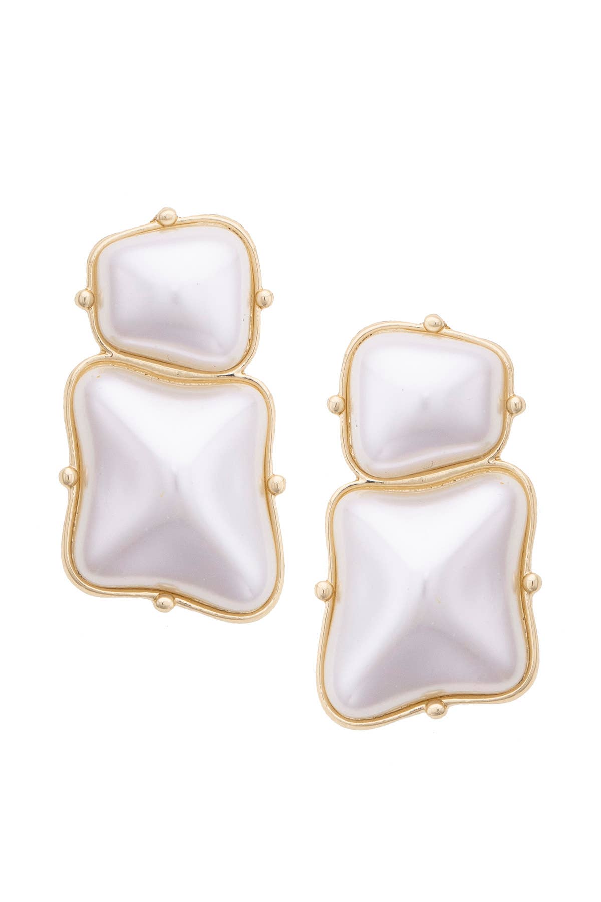 Natalie Stacked Pearl Stud Earrings in Ivory
