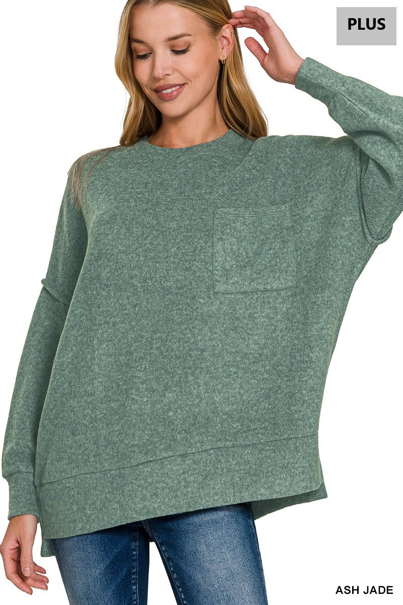 PLUS BRUSHED MELANGE DROP SHOULDER SWEATER