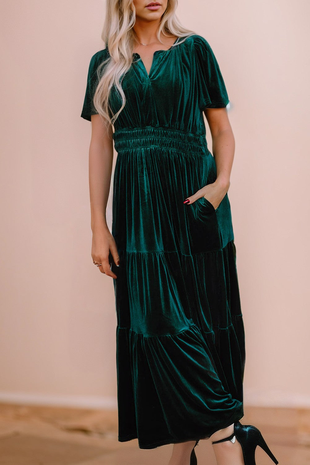 Dahlia Green Velvet Maxi Dress