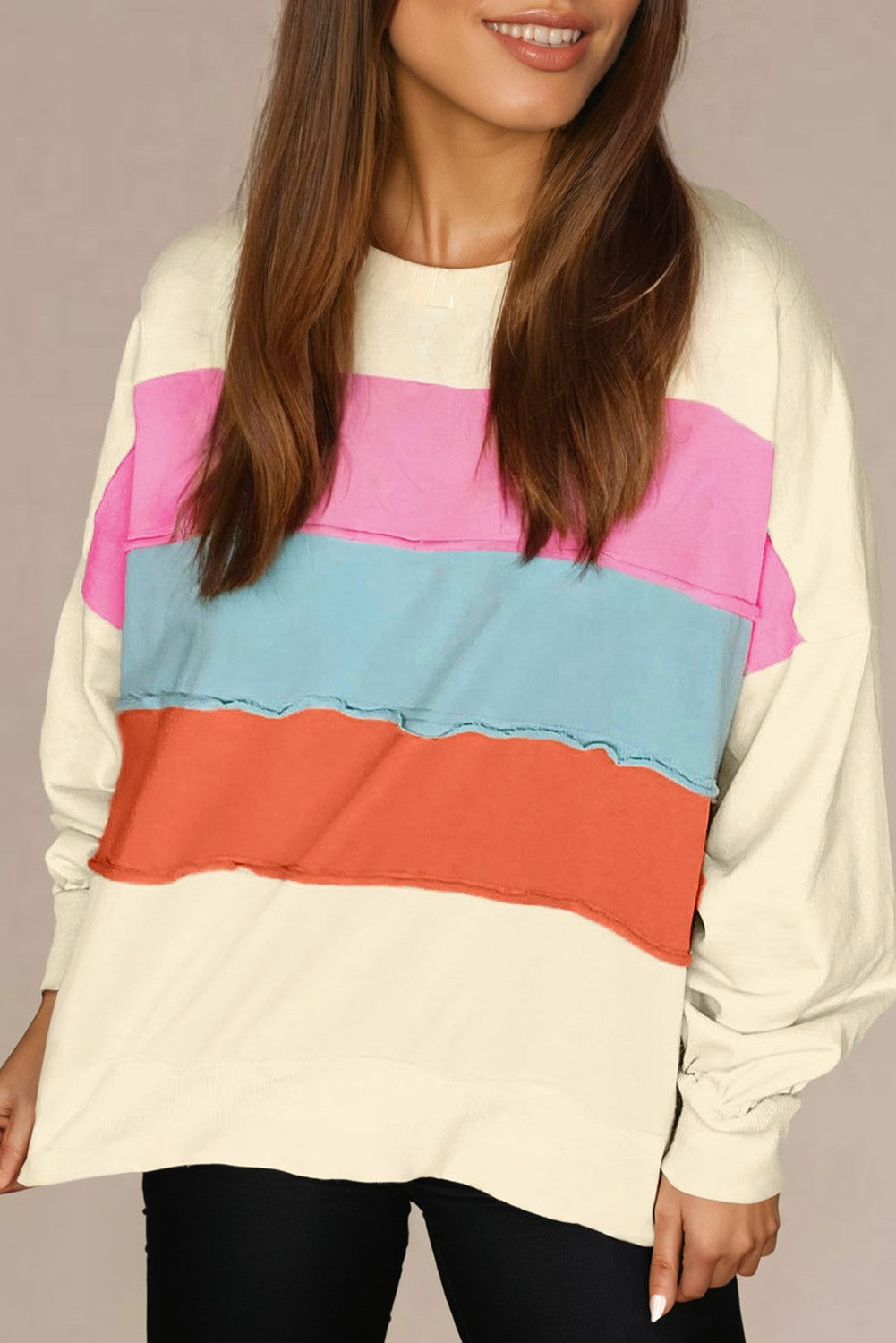 Colorblock Patchwork Crewneck Sweatshirt