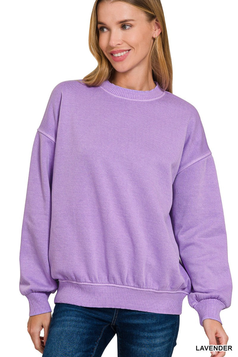 PIGMENT DYE FLEECE OVERSIZED PULLOVER