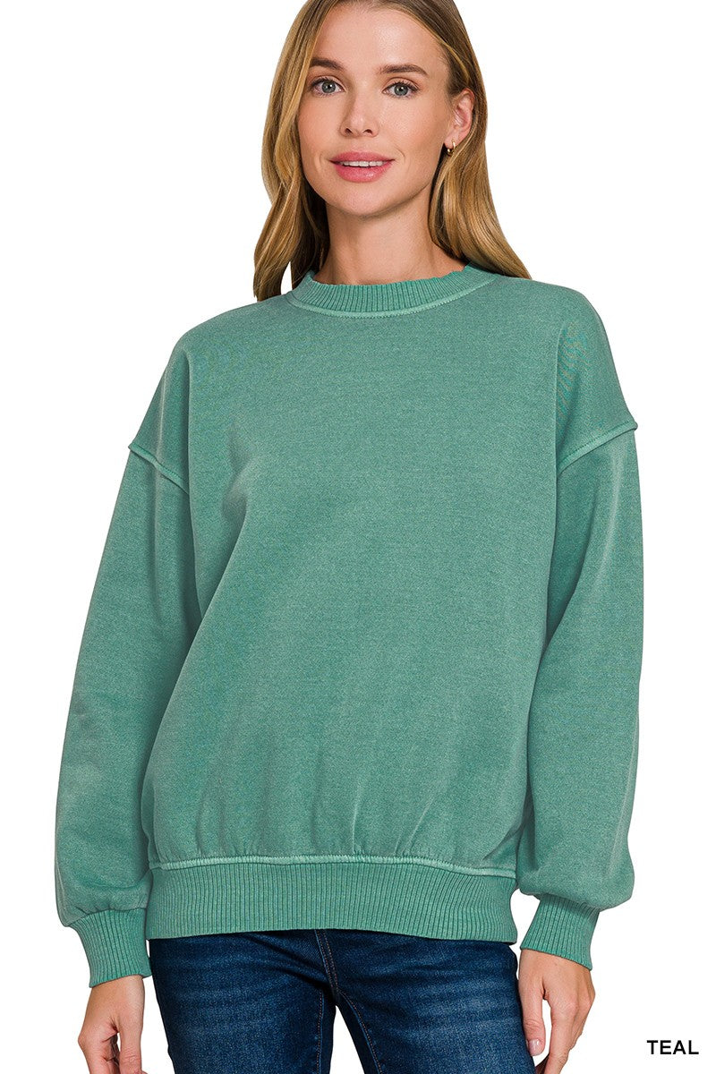 PIGMENT DYE FLEECE OVERSIZED PULLOVER