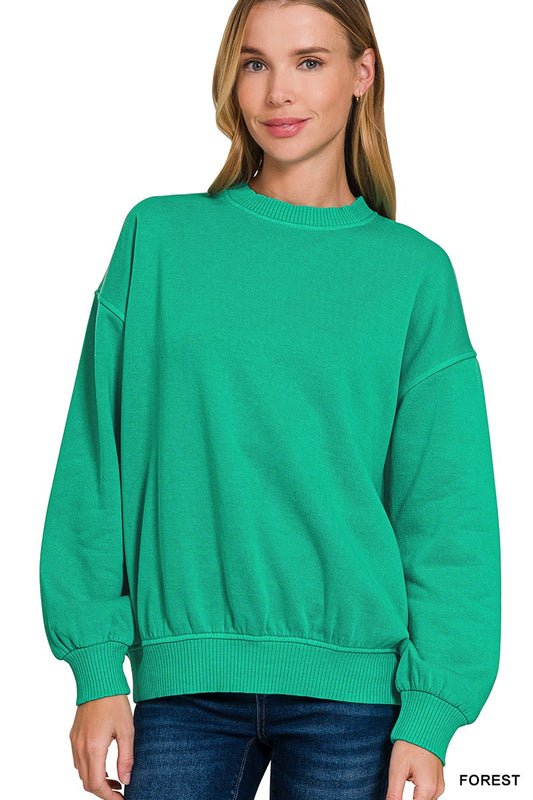 PIGMENT DYE FLEECE OVERSIZED PULLOVER