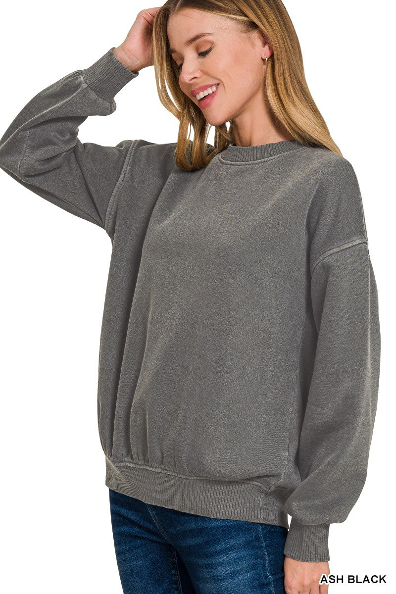 PIGMENT DYE FLEECE OVERSIZED PULLOVER