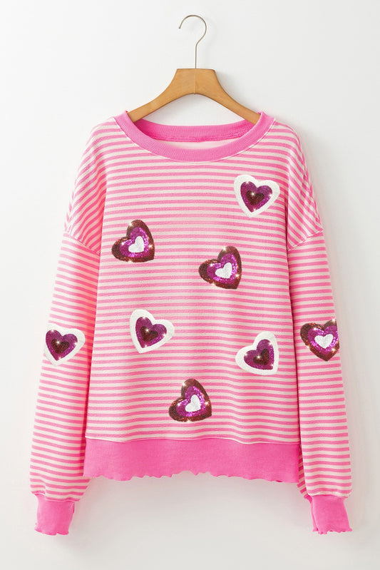 Heart Patches Pattern Long Sleeve Valentines Top