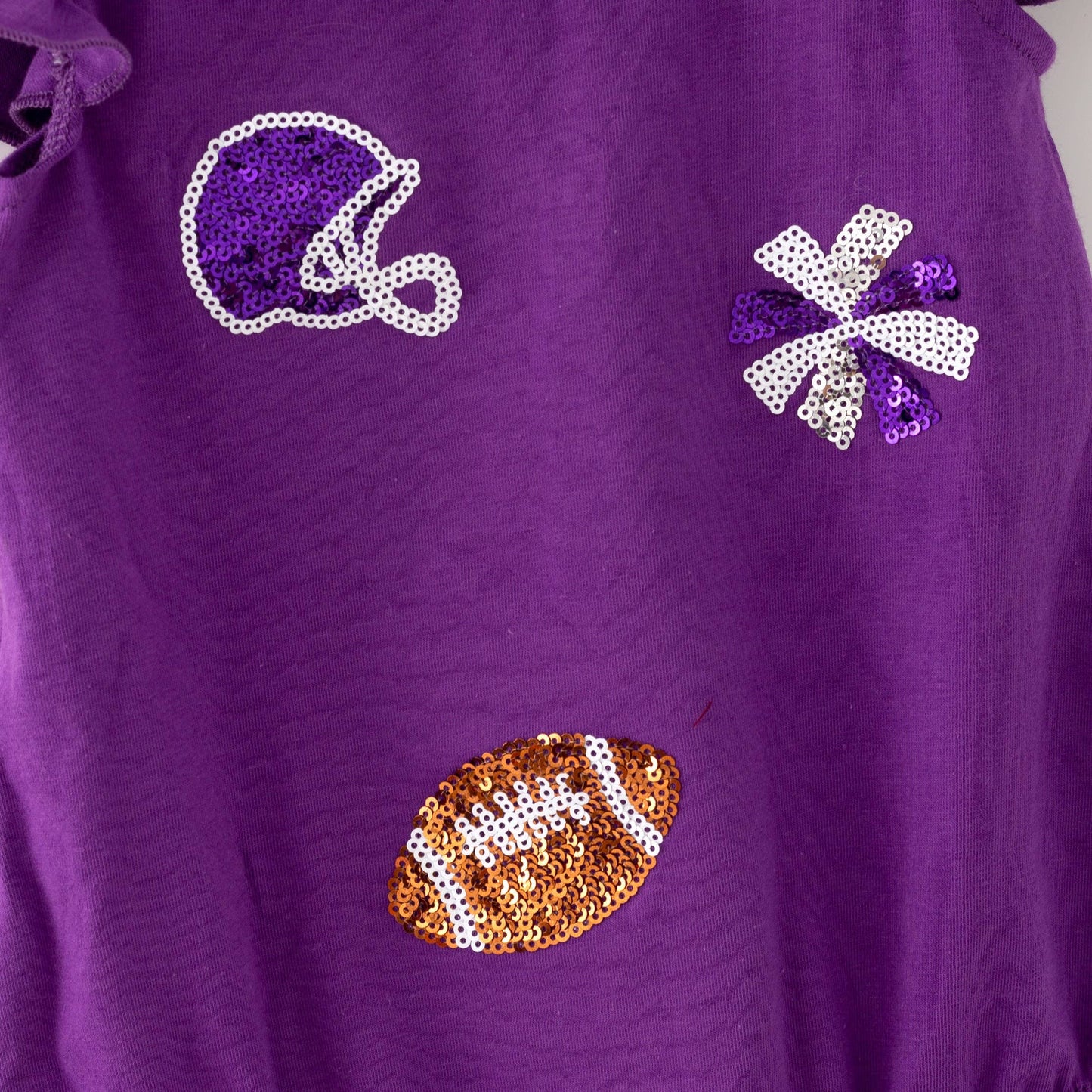 Purple Football Sequin Baby Romper