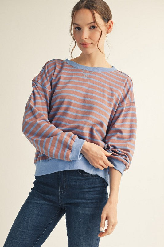 V-notched Neck Stripe Top