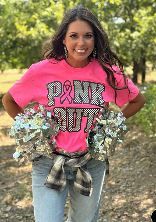 Checkered Pink Out Tee