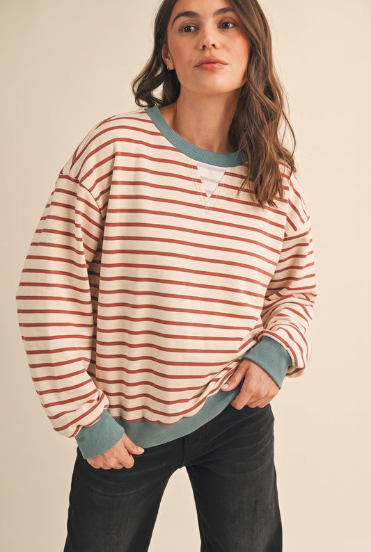 Soft French Terry Striped Sweatshirt
