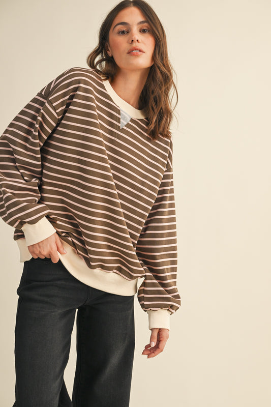 Soft French Terry Striped Sweatshirt