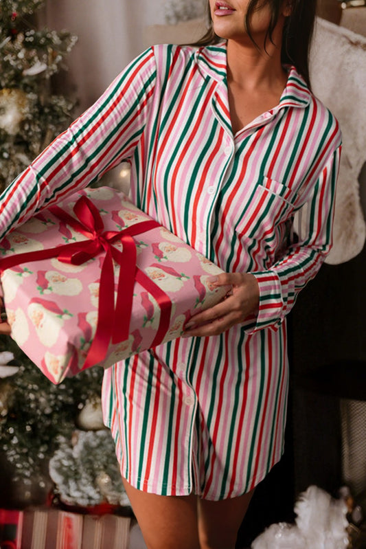 Christmas Long Sleeve Shirt Style Lounge Dress