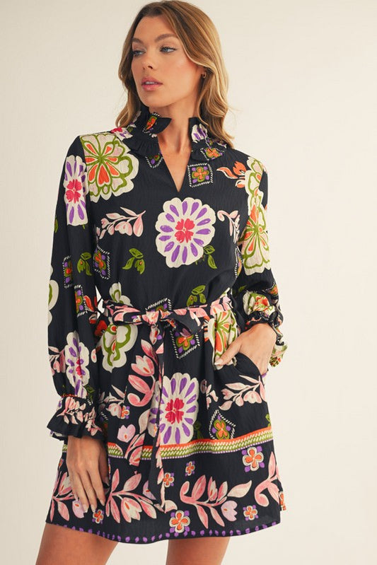 Waist Tie Boho Floral Dress