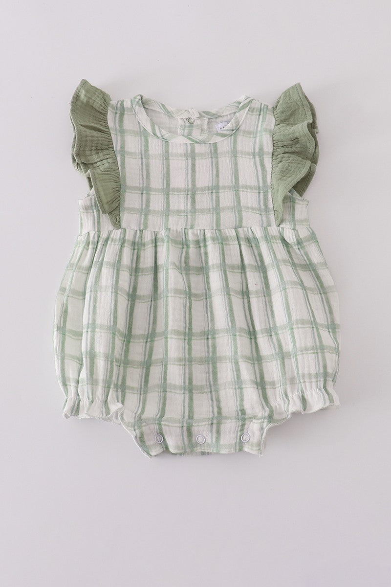 Premium Sage Ruffle Plaid Bubble