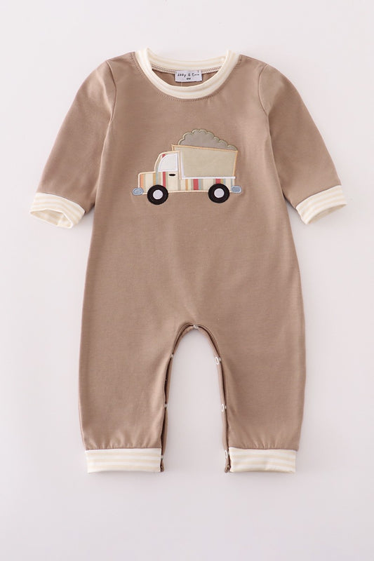 Khaki Vehicle Applique Romper
