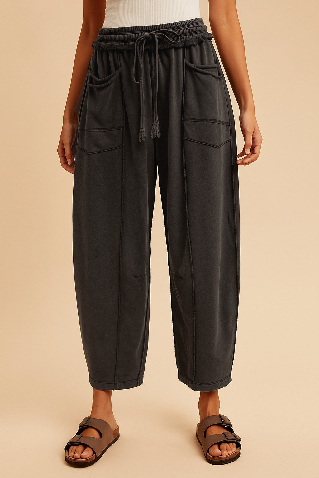 Mineral Wash Barrel Fit Utility Knit Pants