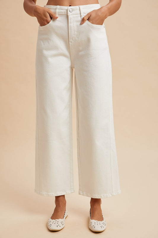 Stretch Cotton Side Panel Detailed Wide Leg Pants