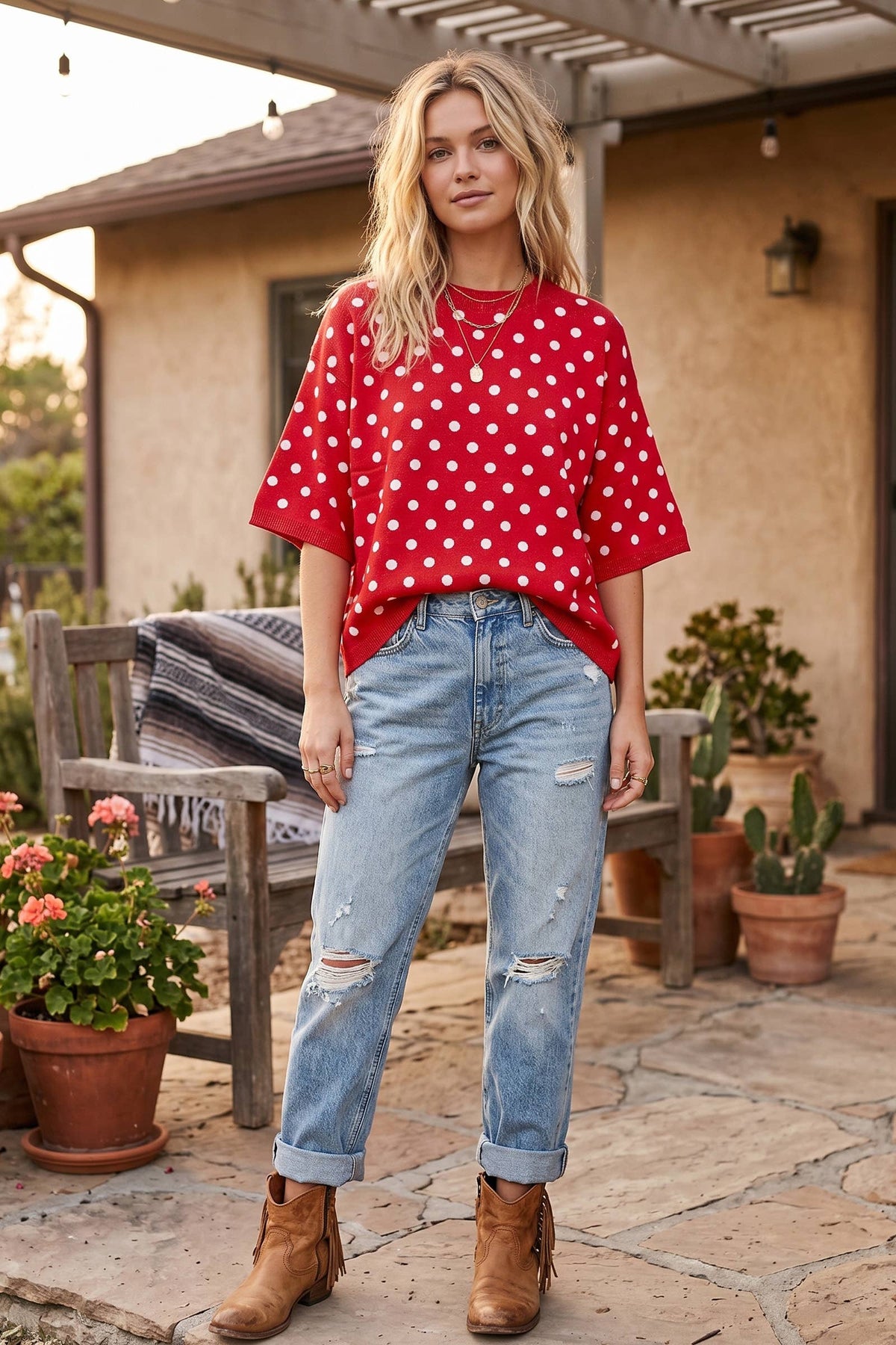 Oversized Polka Dot Sweater Top