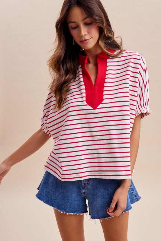 4th July Stripe Dolman Sleeve Oversized Knit Top