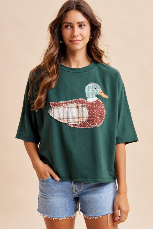 Mallard Duck Patchwork Dolman Sleeve Knit Top
