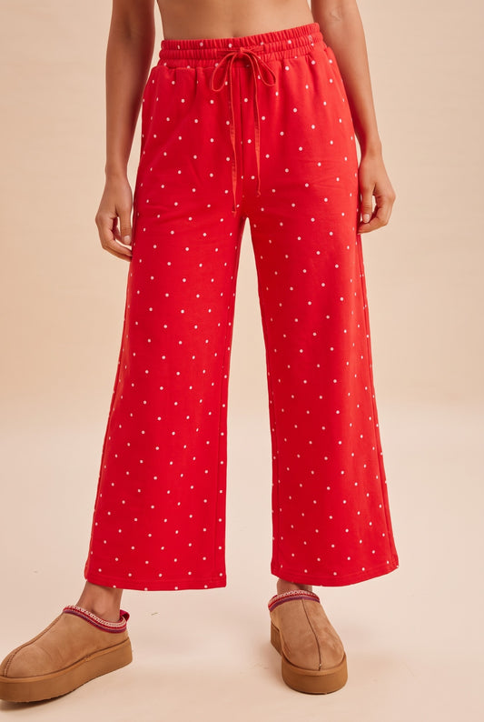 RED Dot French Terry Wide-leg Pants