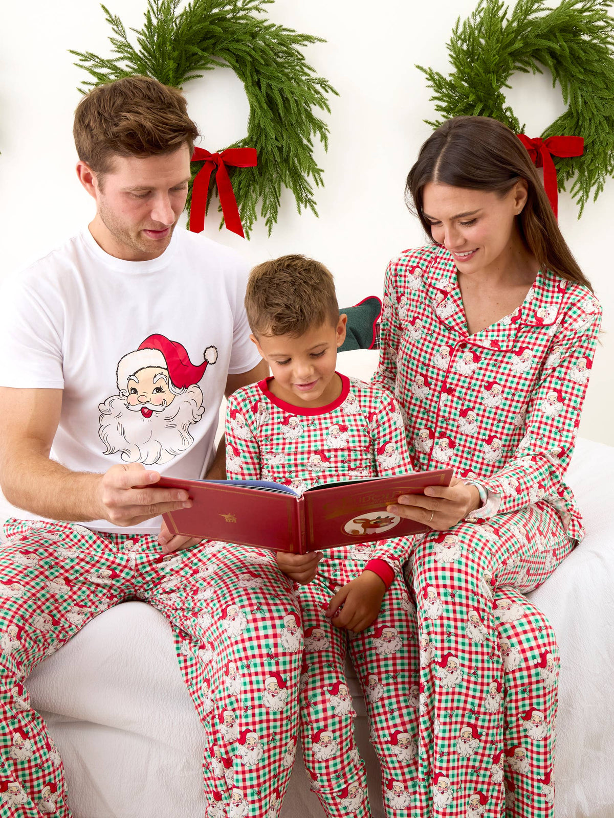 SoftSnooze™ Baby Bamboo Viscose Red & Green Dear Santa Christmas Convertible One Piece Footie Pajama