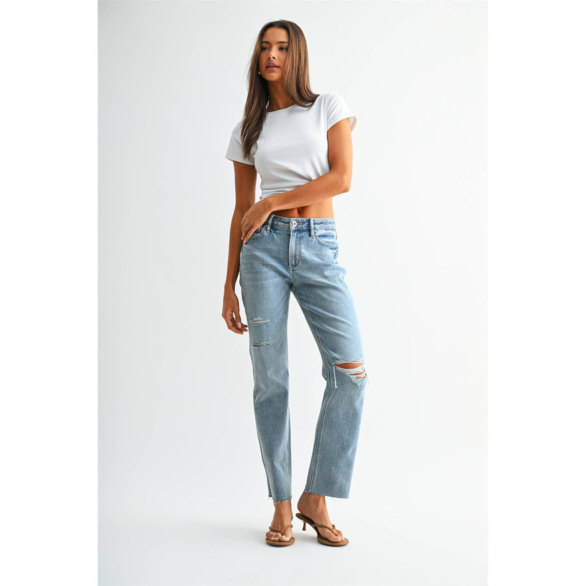 MID-RISE STRAIGHT RAW HEM