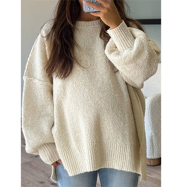 Crewneck Side Slit Sweater