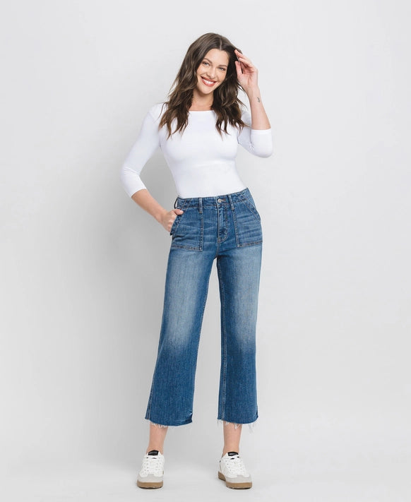 HR Cropped Utility Straight Jeans