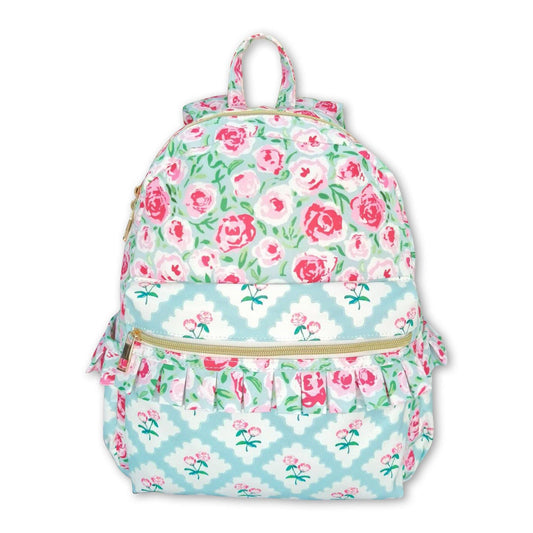 Pink Floral Ruffle Backpack
