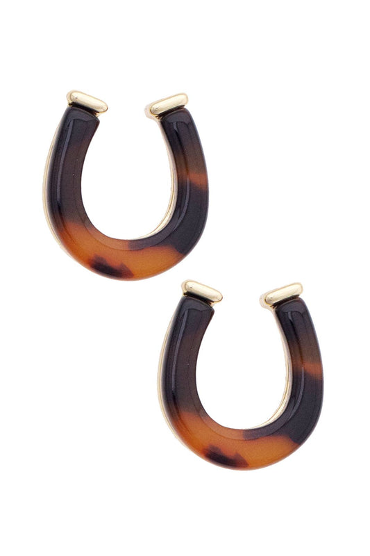 Ralphie Horseshoe Stud Earrings in Tortoise