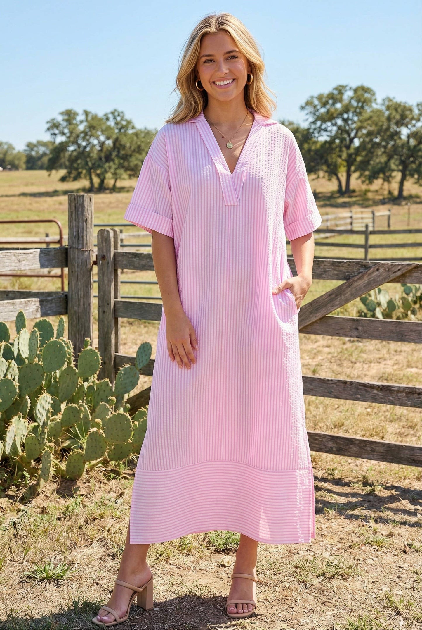 Pink Striped Maxi Dress