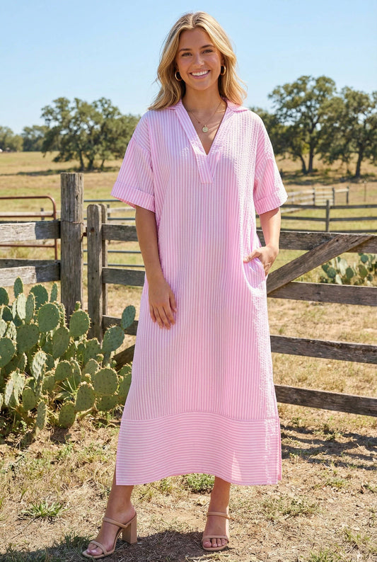 Pink Striped Maxi Dress