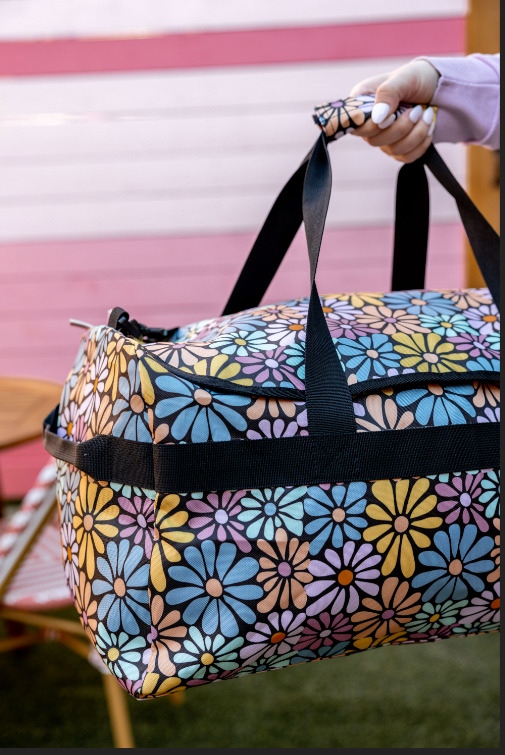 Canvas Duffle - Black Daisy