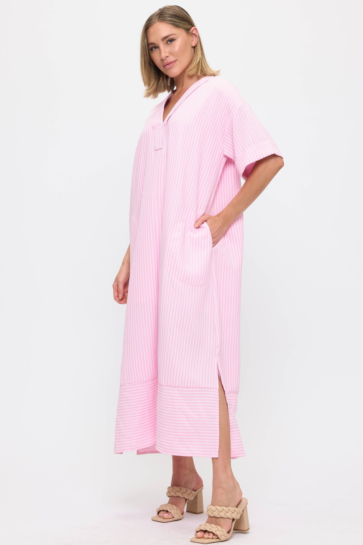 Pink Striped Maxi Dress