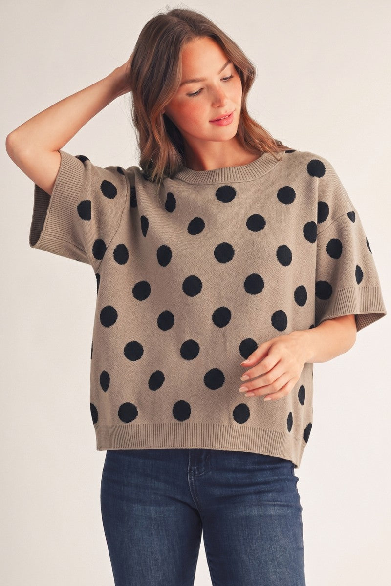 Polka Dot Comry Sweater Top