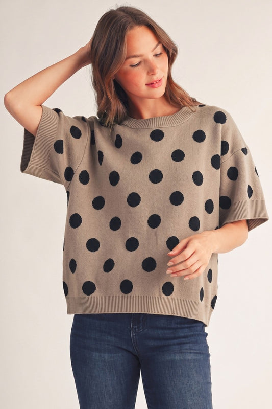Polka Dot Comry Sweater Top